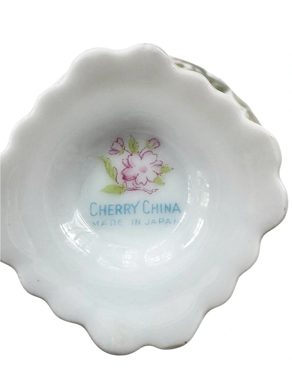 Vintage Cherry China Moss Rose Teacup and Saucer Set Gold Trim Made in Japan